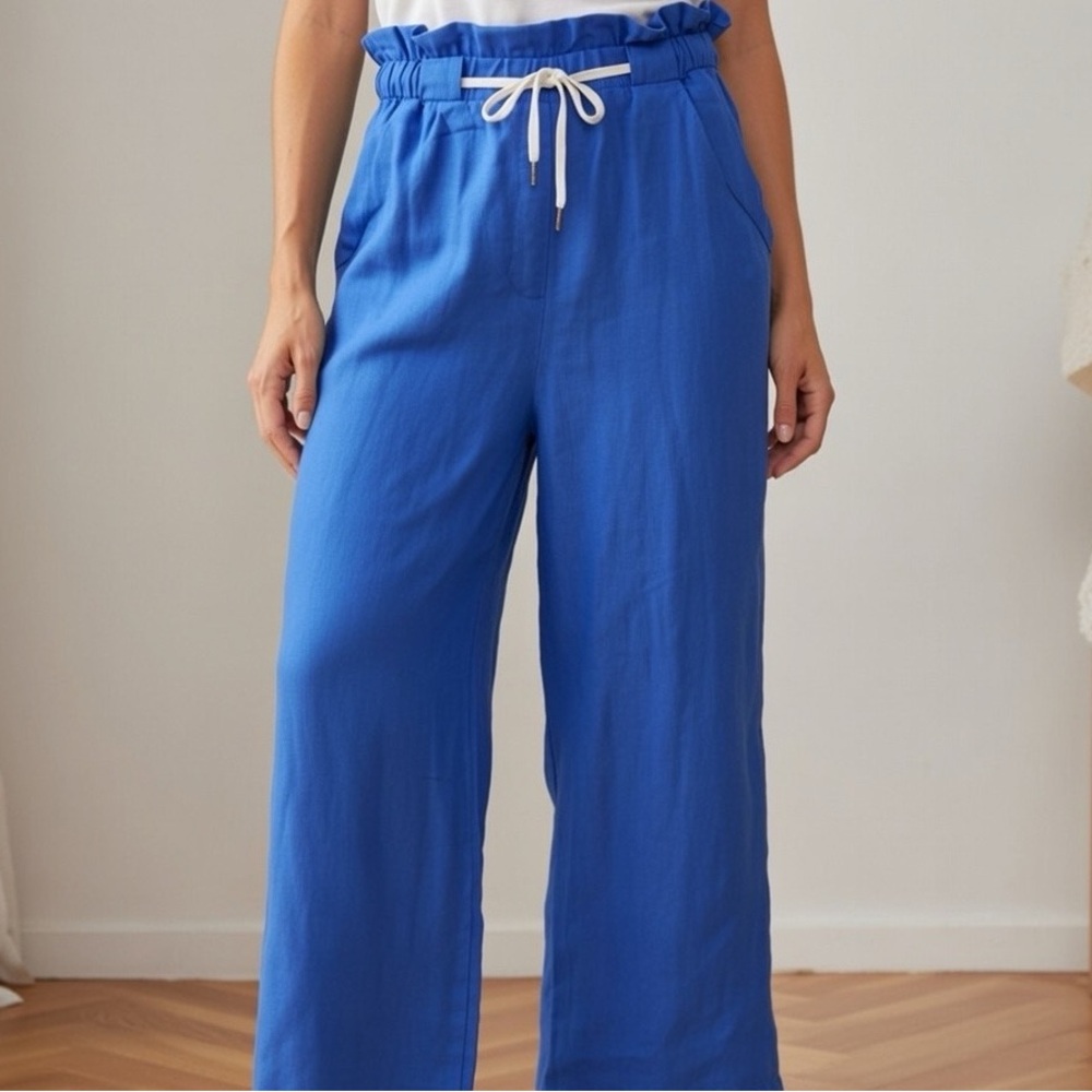 Deluc Wide Leg Drawstring Pants in Royal Blue